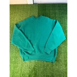 Vintage BVD Blank Teal Crewneck Sweatshirt Mens Made In USA Long Sleeve LG‎